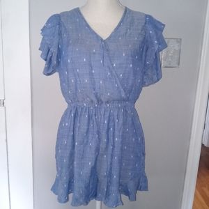 American Eagle Blue and White Romper Size med